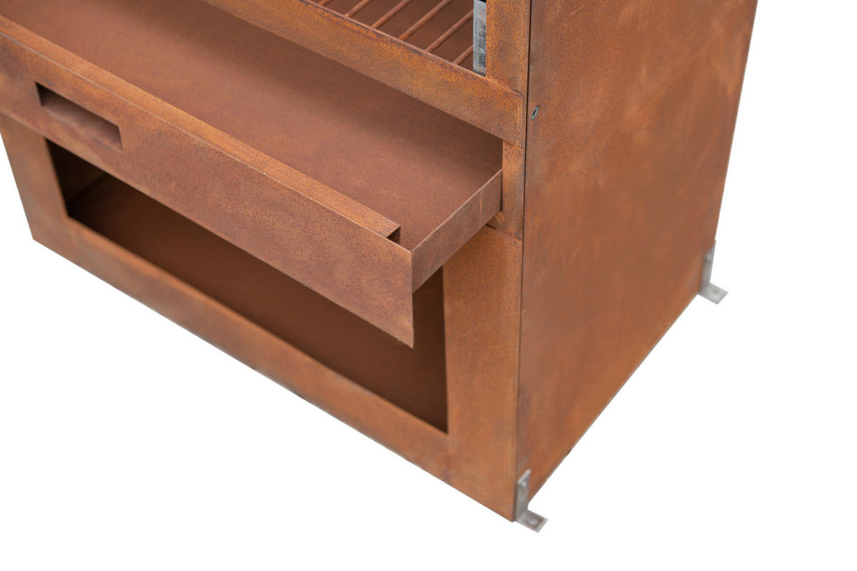 GRIL NA DŘEVĚNÉ UHLÍ - červená, Konvenční, kov (70/41/229cm)