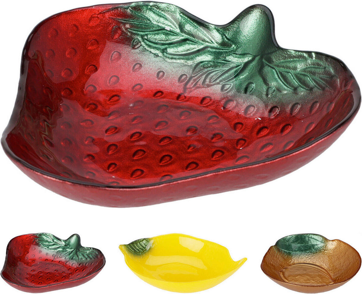 Fructieră    16,5/11/3,5 cm - verde închis/galben, sticlă (16,5/11/3,5cm)