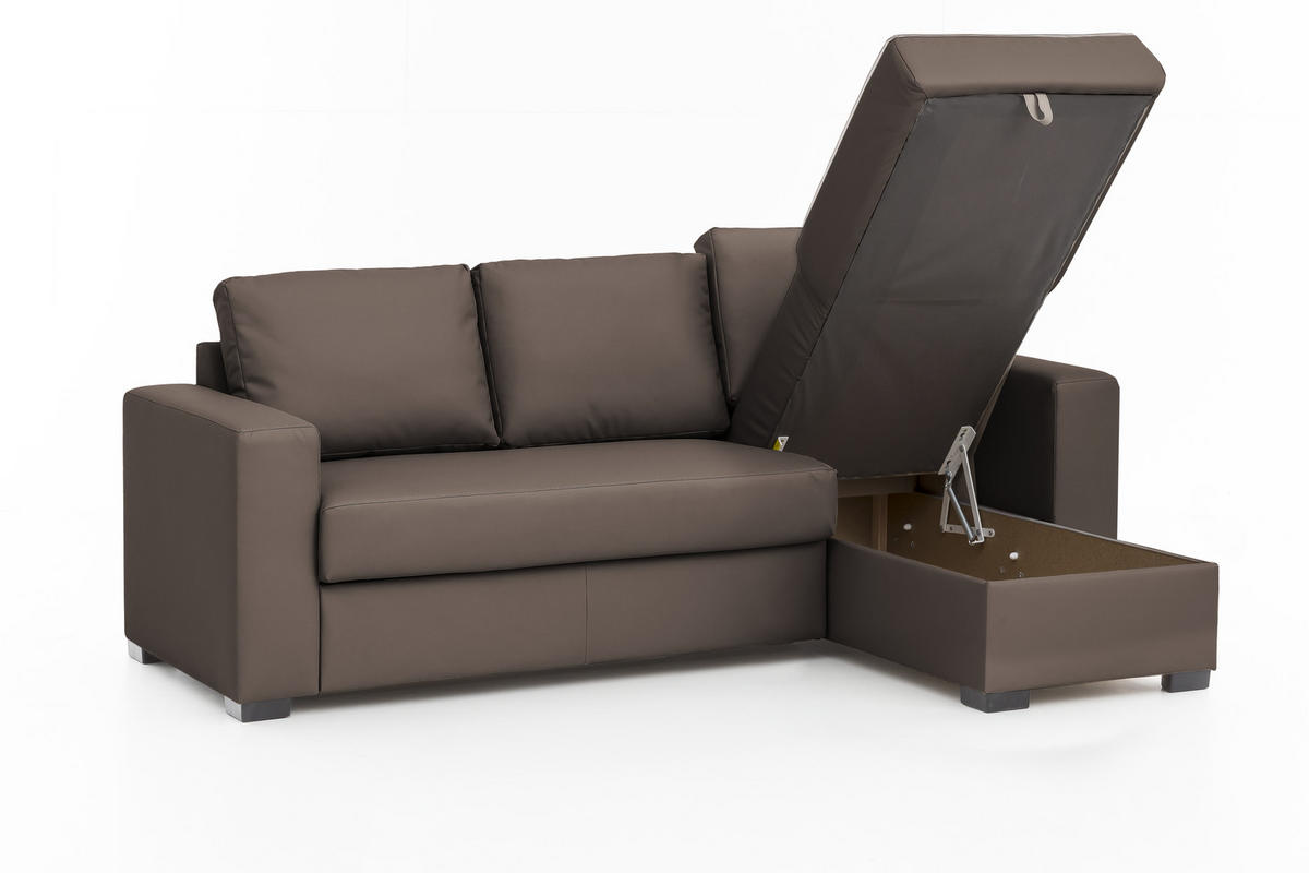 ECKSOFA in Lederlook Braun  220/150 cm  - Braun, Basics, Kunststoff/Textil (220/150cm) - MID.YOU