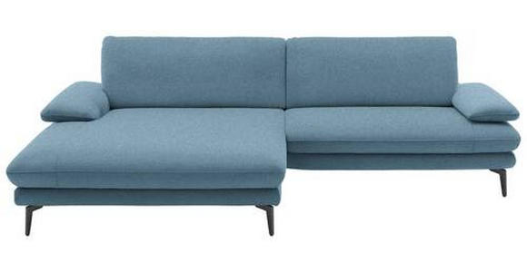 ECKSOFA in Webstoff Blau  - Blau/Schwarz, Design, Textil/Metall (184/284cm) - Dieter Knoll