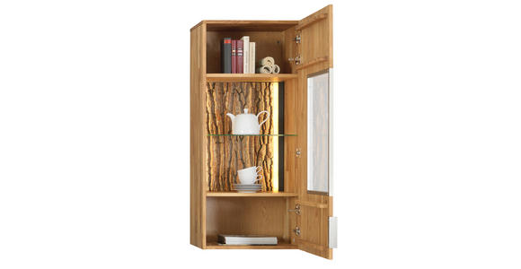 HÄNGEVITRINE in Eichefarben - Eichefarben/Alufarben, KONVENTIONELL, Glas/Holz (56/128/38cm) - Cantus