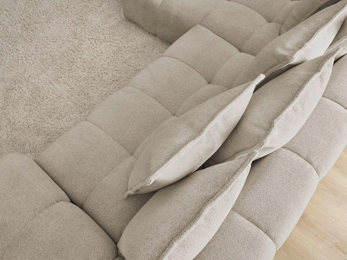 ECKSCHLAFSOFA EVEREST  mit Rücken echt, Armteil links, Armteil rechts Flachgewebe Taupe  - Taupe/Schwarz, MODERN, Kunststoff/Textil (180/318cm) - Livetastic