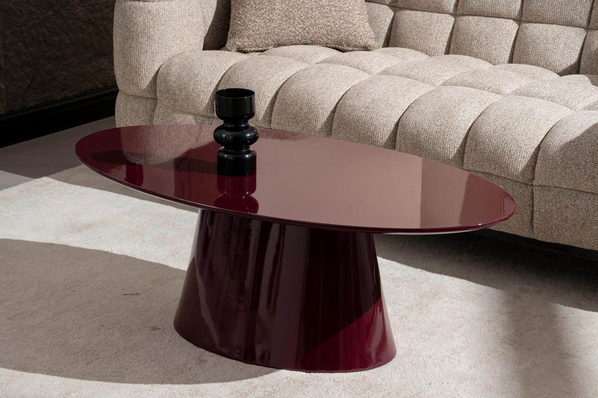 COUCHTISCH 110/60/40 cm oval Bordeaux  - Bordeaux, Basics, Holzwerkstoff (110/60/40cm) - MID.YOU