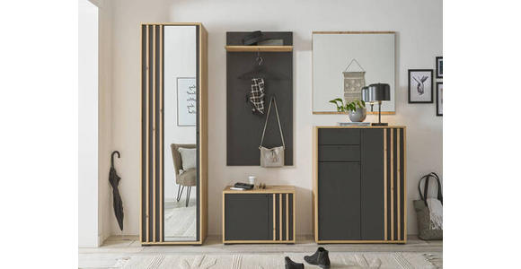GARDEROBENBANK 64,3/47/38 cm - Schwarz/Eiche Artisan, Design, Holzwerkstoff/Kunststoff (64,3/47/38cm) - Carryhome