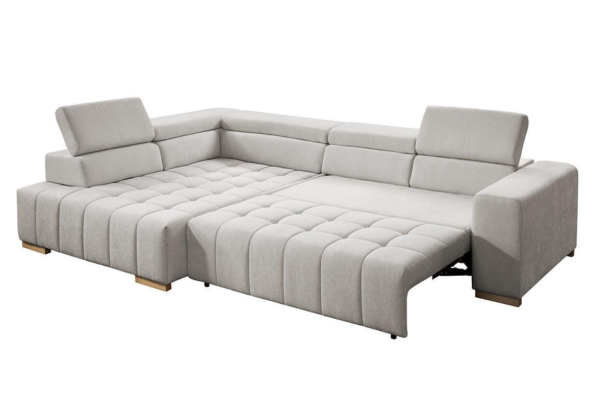 ECKSOFA in Chenille Beige  - Beige/Naturfarben, Design, Holz/Textil (201/307cm) - Livetastic