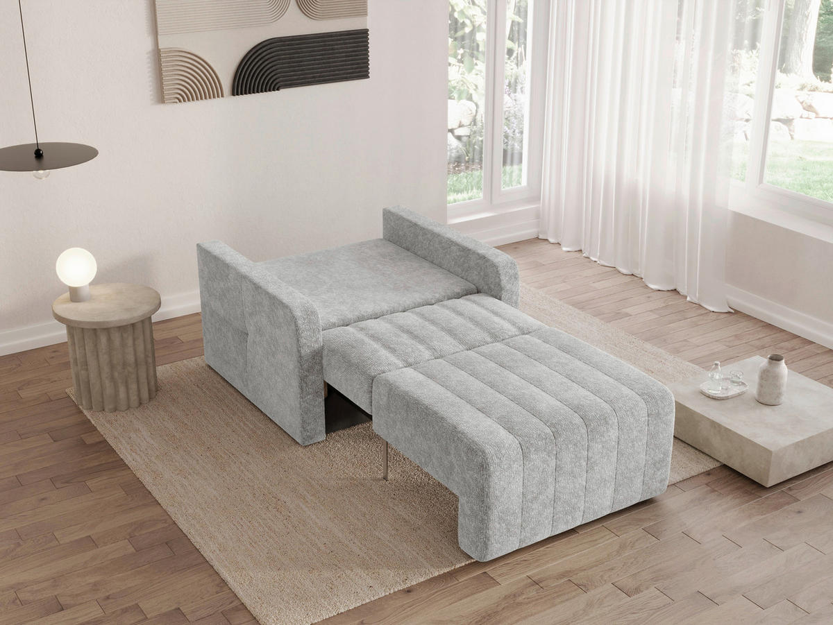 SCHLAFSESSEL Chenille Silberfarben Liegefunktion Rücken echt  inkl.  - Silberfarben/Schwarz, MODERN, Kunststoff/Textil (101/87/101cm) - Milino