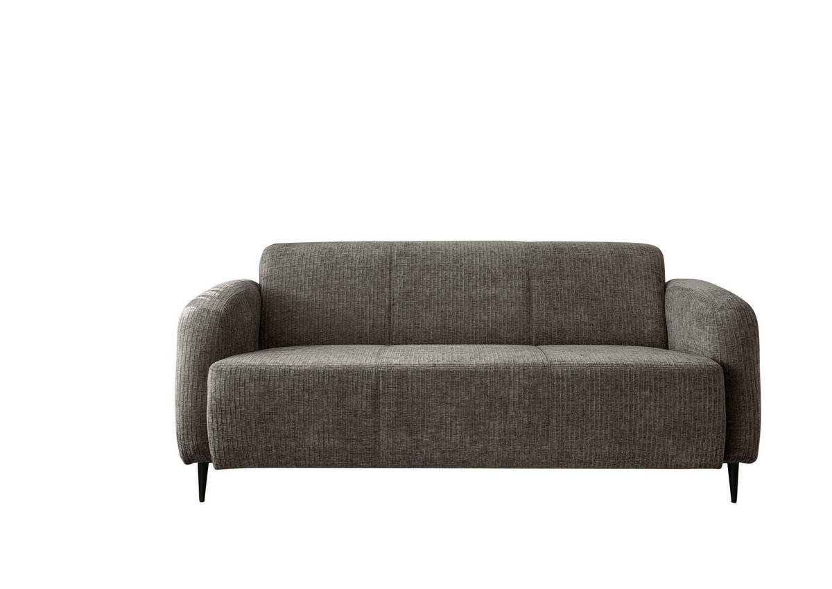 3-SITZER-SOFA Mikrofaser Graubraun  - Graubraun/Schwarz, Modern, Textil/Metall (180/76/90cm) - Livetastic
