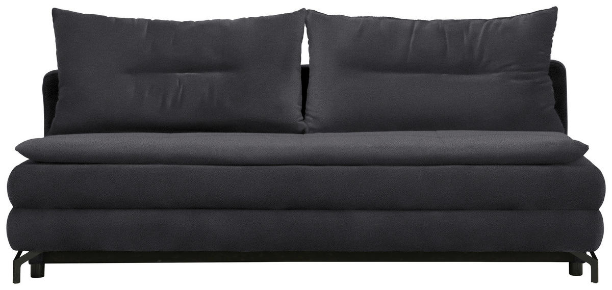 KANAPÉÁGY sötétszürke  - fekete/sötétszürke, Modern, textil/fém (208/73/92/102cm) - Novel