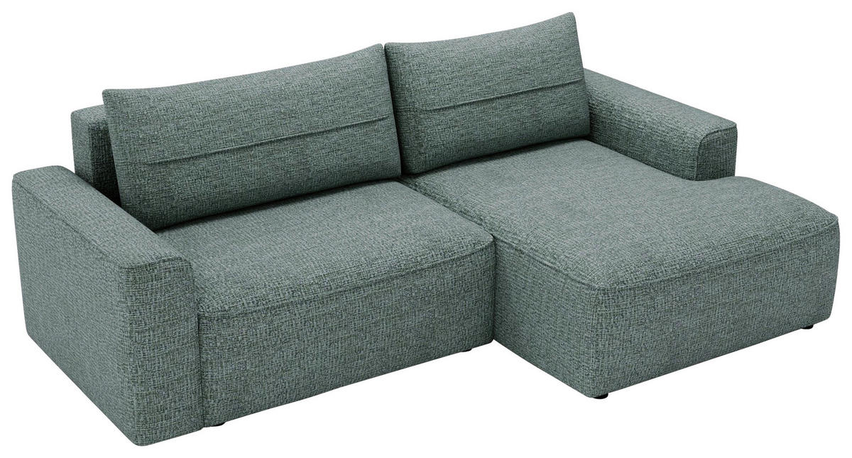ECKSOFA in Chenille Grün  - Schwarz/Grün, Design, Kunststoff/Textil (233/144cm) - Livetastic