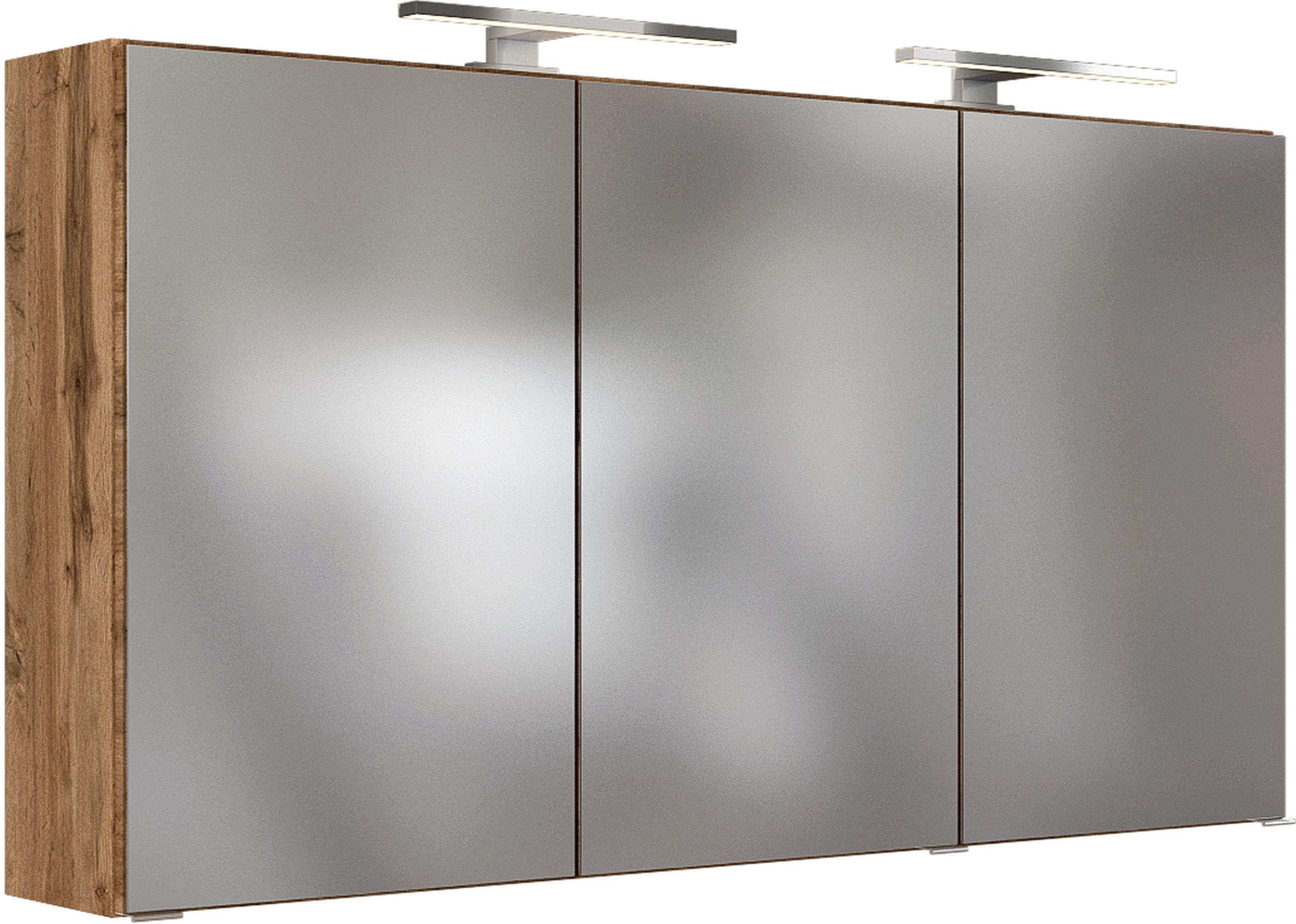 SPIEGELSCHRANK 120/66/20 cm  - Chromfarben/Eiche Wotan, Design, Glas/Holzwerkstoff (120/66/20cm) - Held