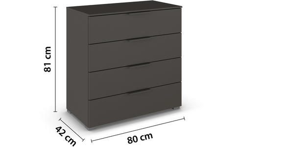 KOMMODE 80/81/42 cm in Graphitfarben - Graphitfarben/Alufarben, Trend, Holzwerkstoff/Metall (80/81/42cm) - Novel
