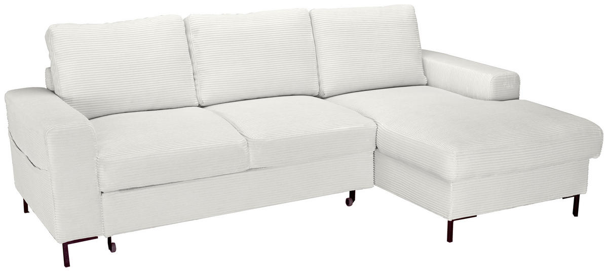 ECKSOFA Creme Cord  - Creme/Schwarz, KONVENTIONELL, Textil/Metall (240/150cm) - Carryhome