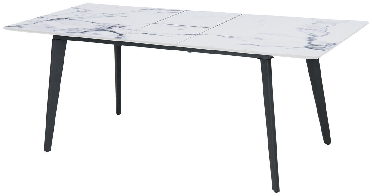 JEDÁLENSKÝ STÔL, biela, 180/220/75/100 cm - čierna/biela, Lifestyle, kov/kompozitné drevo (180/220/75/100cm) - MID.YOU
