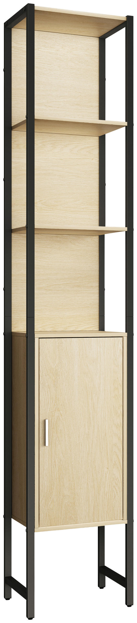 HOCHSCHRANK 33/185/30 cm  - Honigeiche/Silberfarben, MODERN, Holzwerkstoff/Metall (33/185/30cm) - MID.YOU
