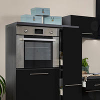 KÜCHENBLOCK 310 cm   in Schwarz, Eichefarben  - Edelstahlfarben/Eichefarben, Basics, Holzwerkstoff/Metall (310cm) - Respekta