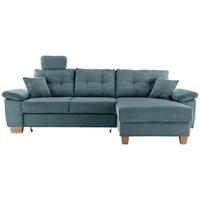 ECKSOFA in Cord Petrol  - Petrol/Naturfarben, MODERN, Holz/Textil (270/176cm) - Livetastic