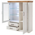HIGHBOARD  118/142/40 cm 2 Schublade(n)  - Eichefarben/Schwarz, LIFESTYLE, Glas/Holzwerkstoff (118/142/40cm) - Landscape