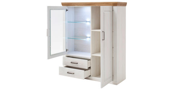 HIGHBOARD  118/142/40 cm 2 Schublade(n)  - Eichefarben/Schwarz, LIFESTYLE, Glas/Holzwerkstoff (118/142/40cm) - Landscape