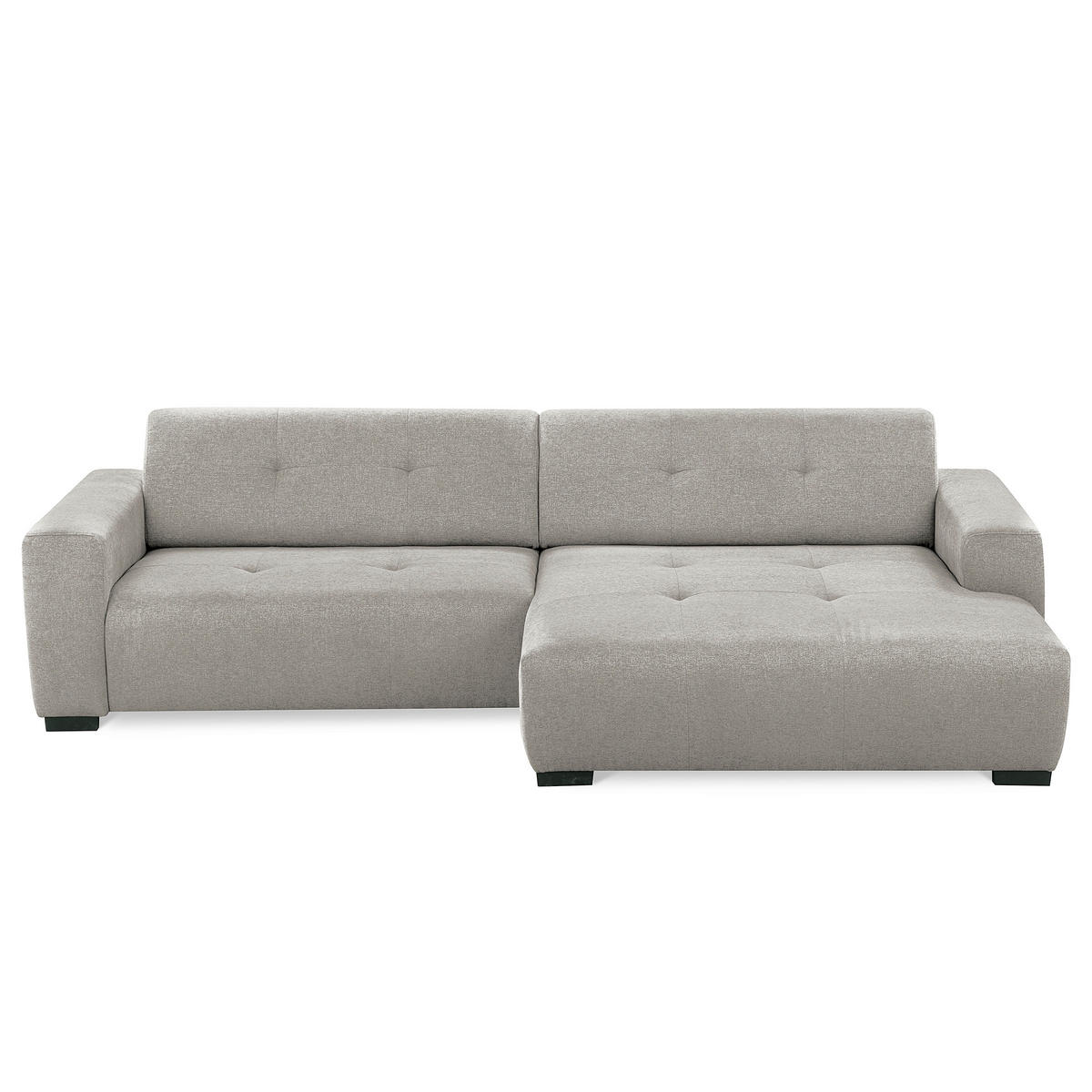 ECKSOFA AUSTIN Hellgrau Flachgewebe Sitztiefenverstellung  - Hellgrau/Schwarz, Design, Kunststoff/Textil (286/169cm) - Livetastic