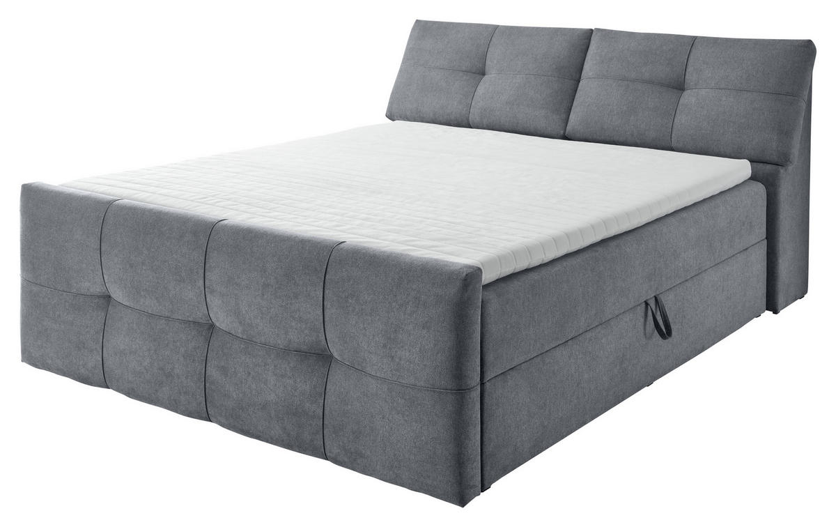 BOXBETT 160/200 cm  in Anthrazit  - Anthrazit/Schwarz, MODERN, Kunststoff/Textil (160/200cm) - MID.YOU
