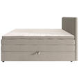 BOXSPRINGBETT 180/200 cm,  in Greige, gepolstertes Kopfteil, Bettkasten, Topper, Matratzen, H2 + H3 = mittel + fest  - Greige/Schwarz, KONVENTIONELL, Kunststoff/Textil (180/200cm) - Esposa