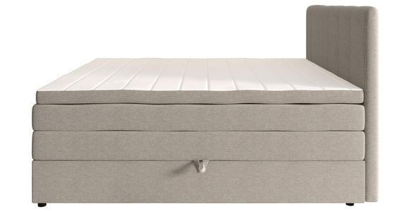 BOXSPRINGBETT 180/200 cm,  in Greige, gepolstertes Kopfteil, Bettkasten, Topper, Matratzen, H2 + H3 = mittel + fest  - Greige/Schwarz, KONVENTIONELL, Kunststoff/Textil (180/200cm) - Esposa