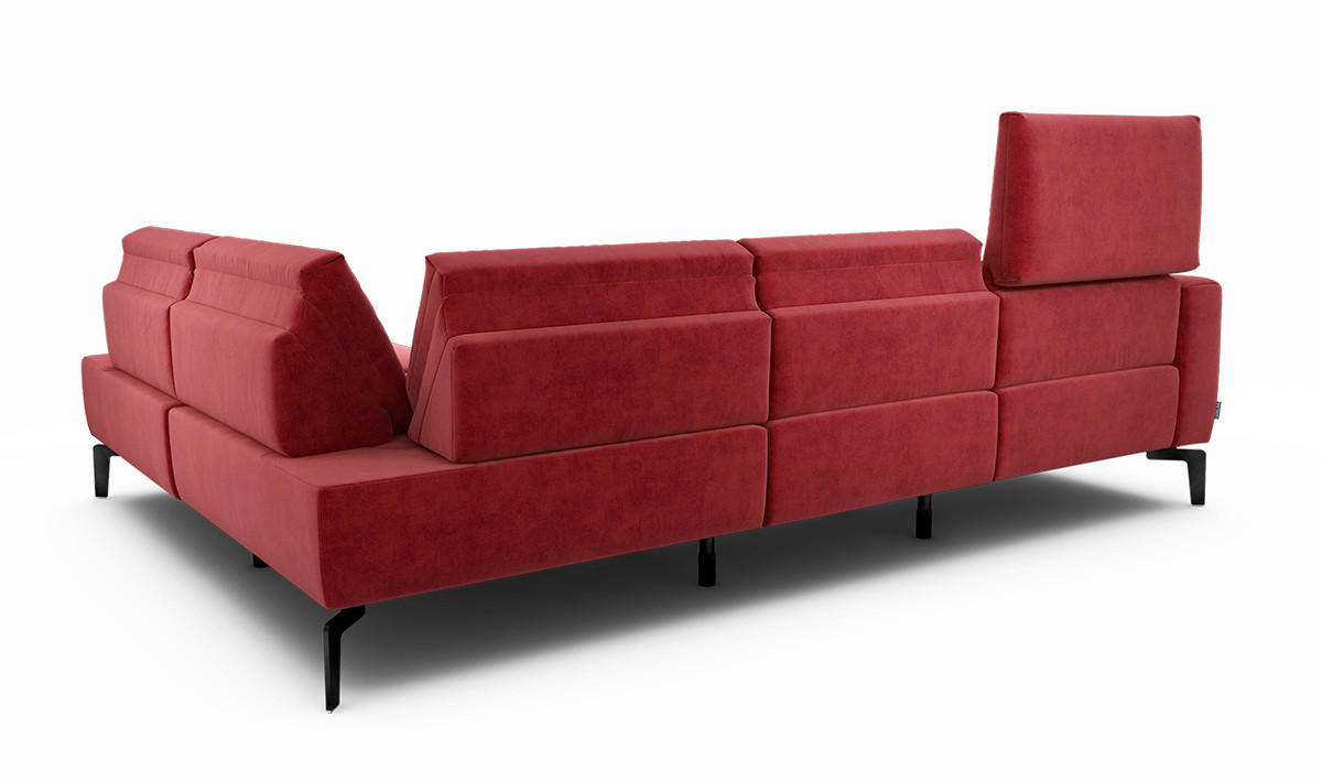 ECKSOFA Cosy Rot Samt  - Rot/Schwarz, Design, Textil/Metall (256/193cm) - SENSOO