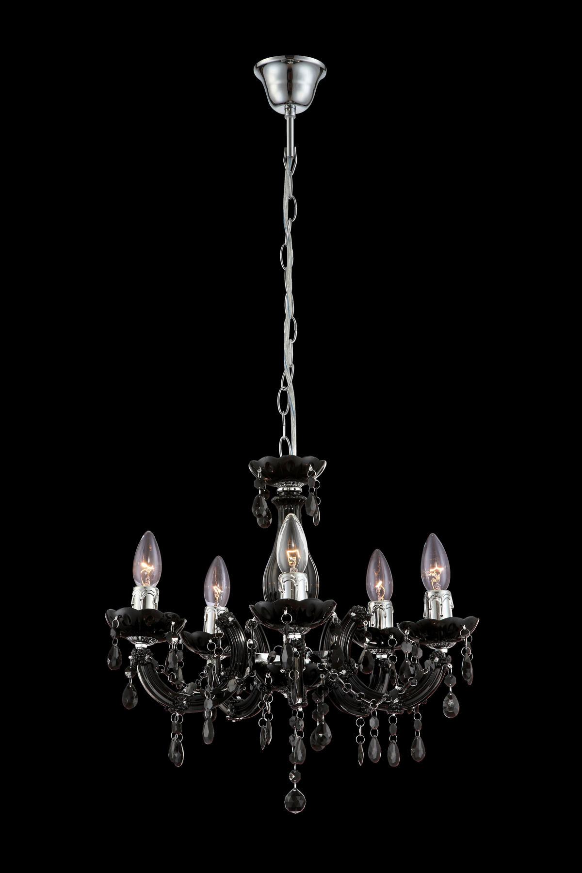 KRONLEUCHTER 46/128 cm    - Chromfarben/Schwarz, Lifestyle, Kunststoff/Metall (46/128cm) - Globo