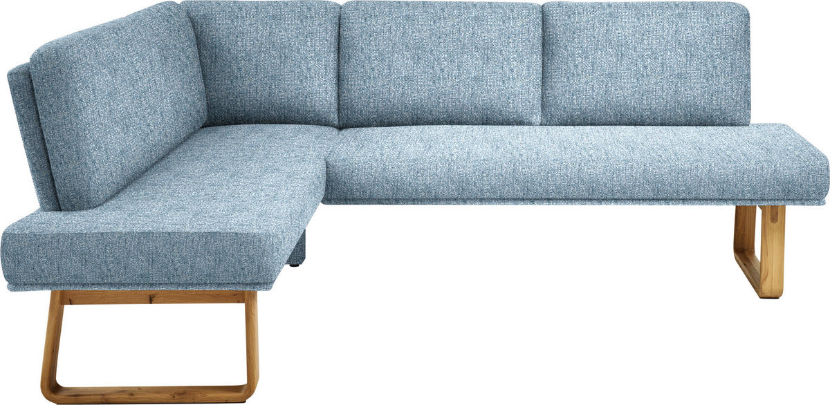 ECKBANK 174/240 cm  in Eichefarben, Hellblau  - Eichefarben/Hellblau, Design, Holz/Textil (174/240cm) - Dieter Knoll