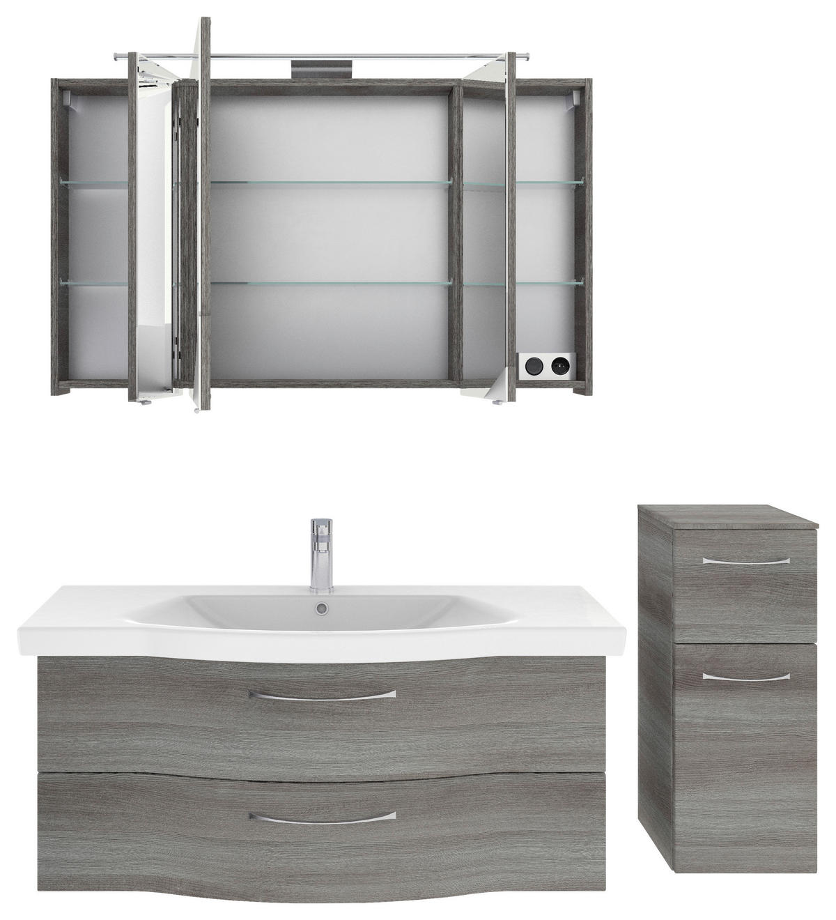 BADEZIMMER 4-teilig  in 152 cm  - Chromfarben/Graphitfarben, KONVENTIONELL, Glas/Keramik (152cm) - Pelipal