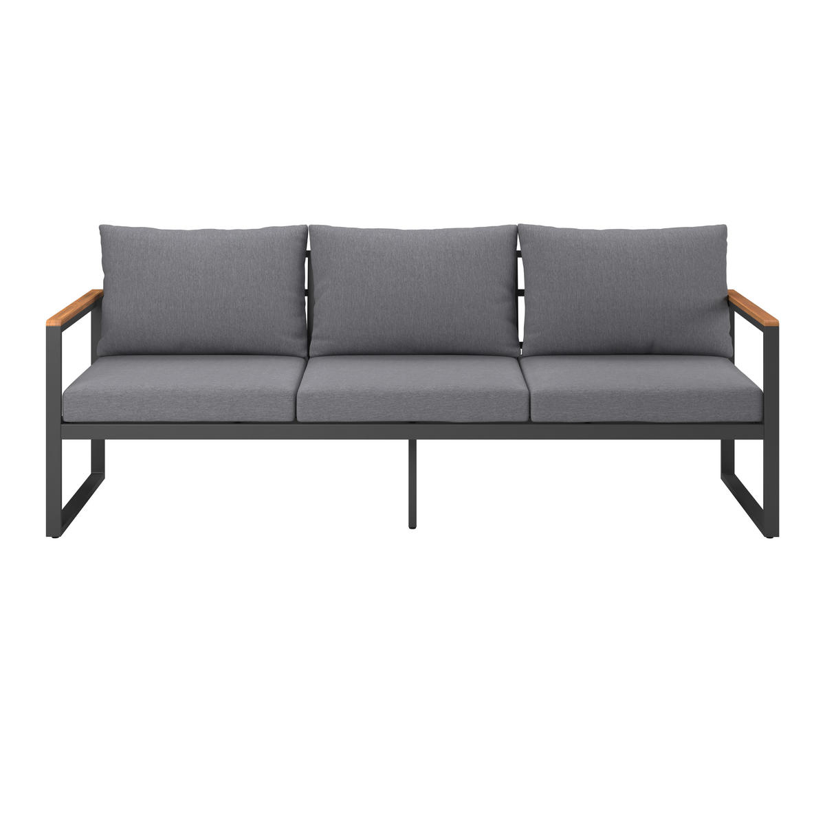 LOUNGEGARNITUR 3-teilig   Akazie Stahl  - Weiß/Grau, MODERN, Holz/Textil - Beldano