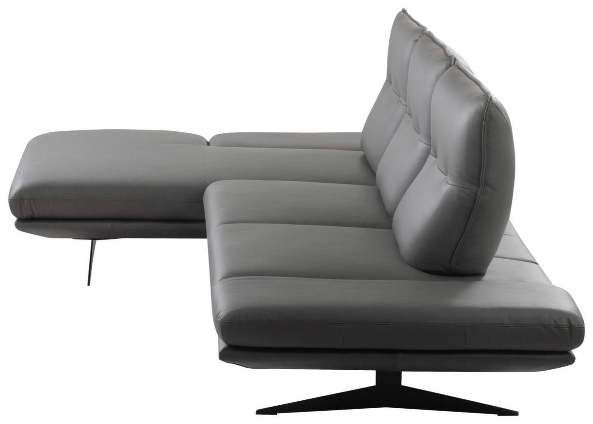 Colțar, piele, gri închis - gri închis/negru, Design, metal/piele (180/291cm) - Celina Home
