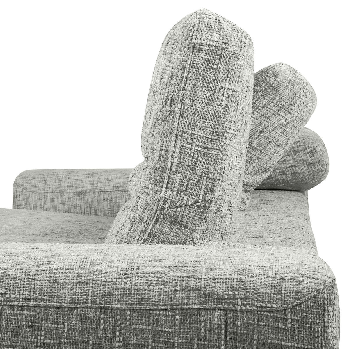 ECKSOFA PORTLAND Grau Struktur Kopfteilverstellung  - Chromfarben/Naturfarben, Design, Holz/Textil (295/187cm) - Livetastic