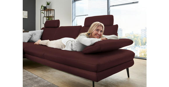 ECKSOFA in Echtleder Beere 180/310 cm - Beere/Schwarz, Design, Leder/Metall (180/310cm) - Dieter Knoll