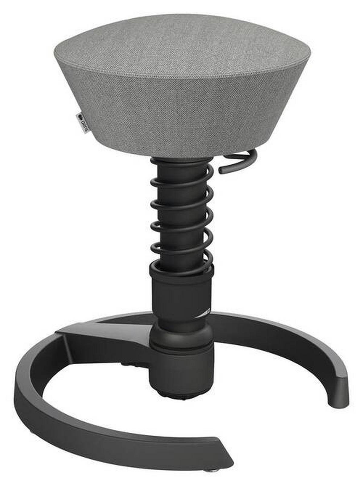 BÜROHOCKER Wollmischung mel. Schwarz, Hellgrau  - Hellgrau/Schwarz, Basics, Textil/Metall (55/45,66/55cm) - Aeris