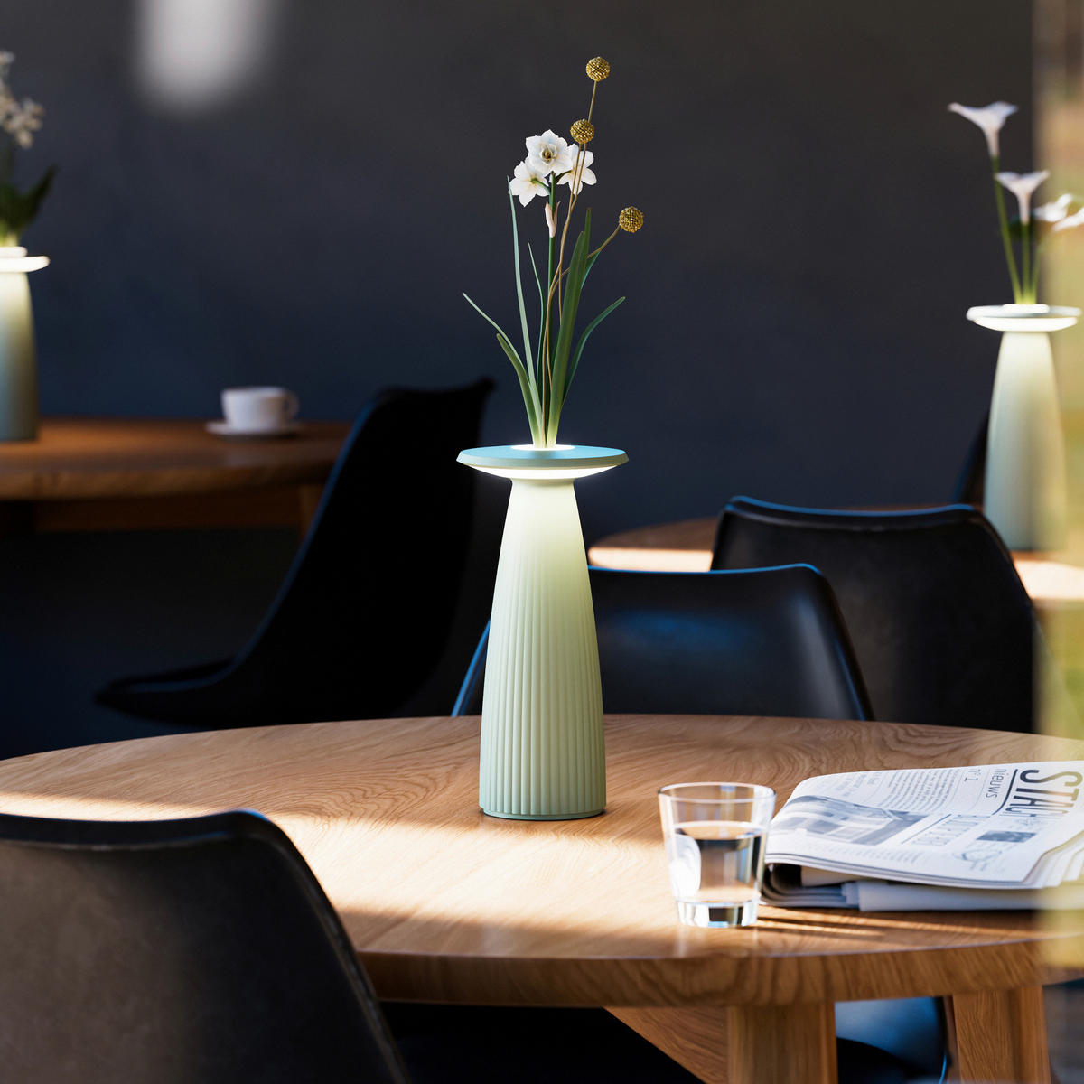 AKKU-TISCHLEUCHTE Nuflair 11,5/11,5/24 cm   - Salbeigrün, Design, Metall (11,5/11,5/24cm)