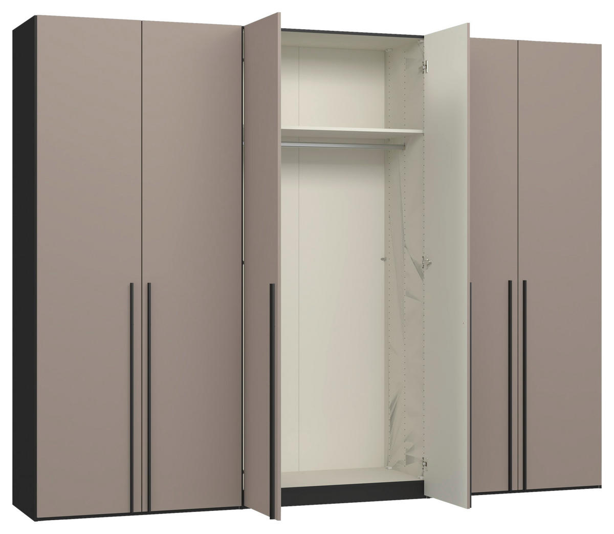 DREHTÜRENSCHRANK 303/236/59 cm,  in Schwarz, Hellbraun, 6-türig  - Hellbraun/Schwarz, Design, Holzwerkstoff/Metall (303/236/59cm) - Jutzler