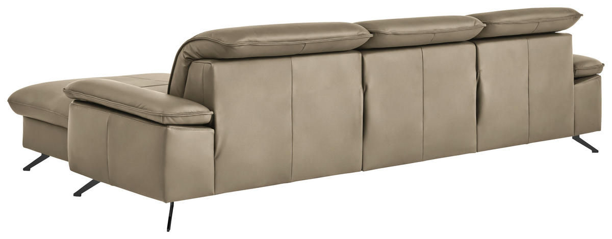 ECKSOFA  Echtleder Schlammfarben  - Schlammfarben/Schwarz, Design, Leder/Metall (307/169cm) - Beldomo Premium