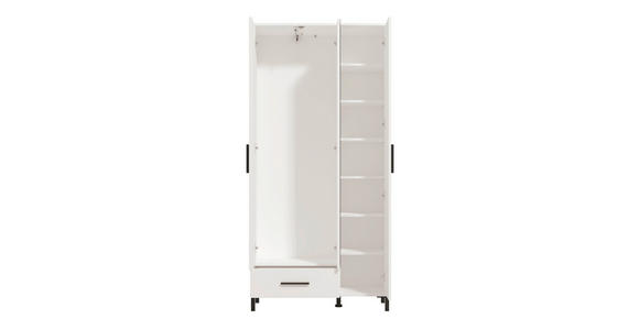 GARDEROBENSCHRANK  in 93/192,5/40 cm  - Schwarz/Weiß, Basics, Glas/Holzwerkstoff (93/192,5/40cm) - Carryhome