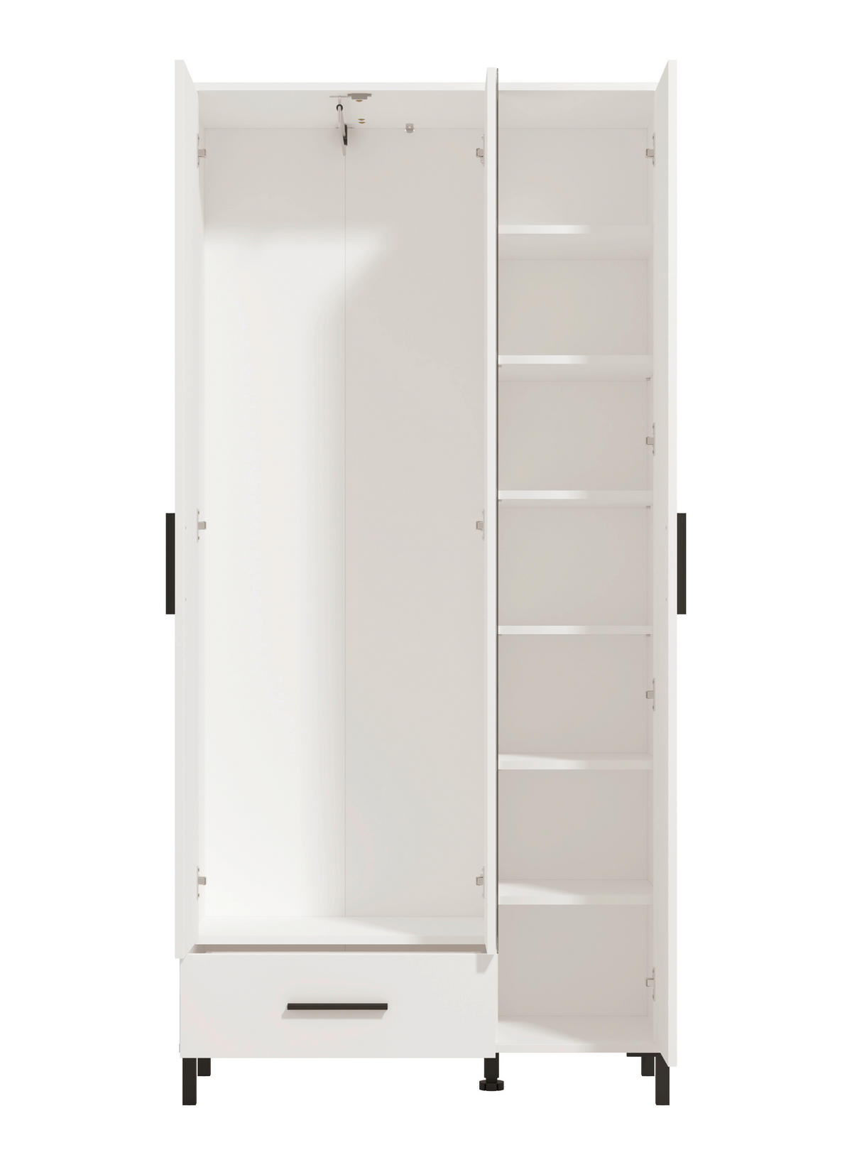 GARDEROBENSCHRANK  in 93/192,5/40 cm  - Schwarz/Weiß, Basics, Glas/Holzwerkstoff (93/192,5/40cm) - Carryhome