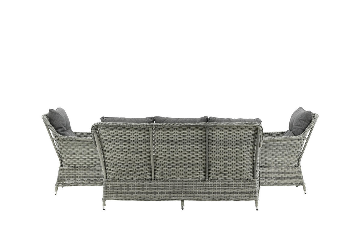 LOUNGEGARNITUR   Rattan  - Grau, KONVENTIONELL, Holz - Gardenson