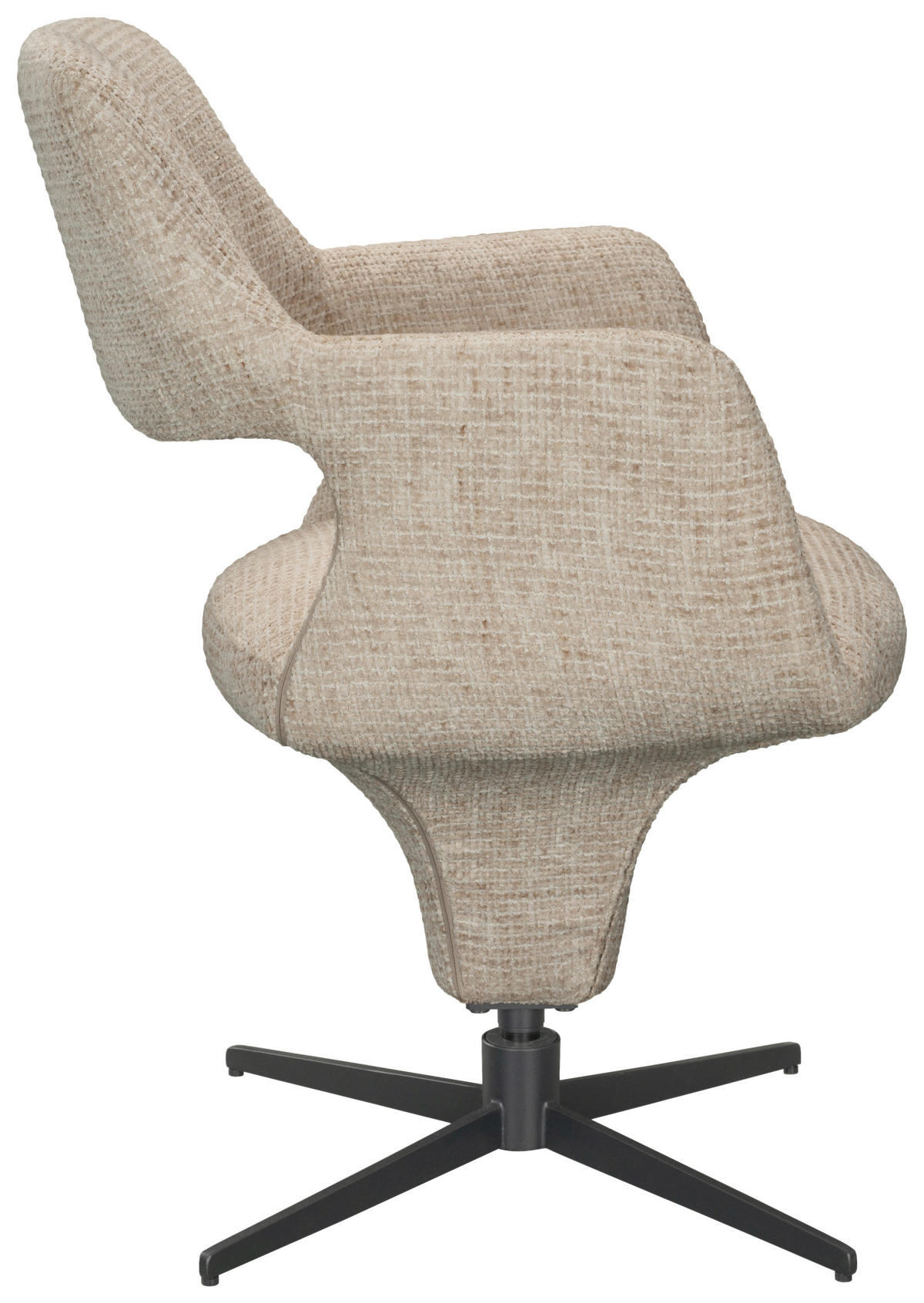 ARMLEHNSTUHL  Stoffauswahl, Sitzfläche 360° drehbar, automatische Rückholfunktion Mikrofaser  - Beige/Schwarz, Design, Textil/Metall (61/84/63cm) - Novel