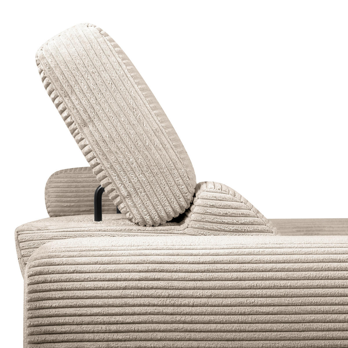 ECKSOFA RENO Hellgrau Cord Relaxfunktion, Kopfteilverstellung  - Hellgrau/Schwarz, Design, Kunststoff/Textil (248/184cm) - Livetastic
