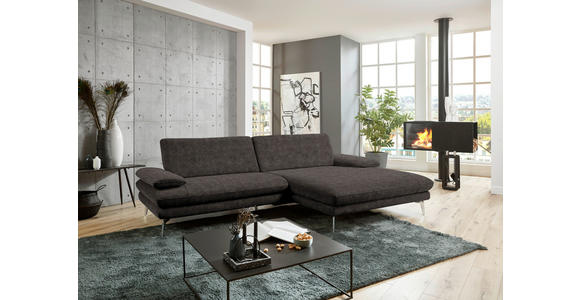 ECKSOFA in Velours Dunkelbraun 284/184 cm - Dunkelbraun/Schwarz, Design, Textil/Metall (284/184cm) - Dieter Knoll