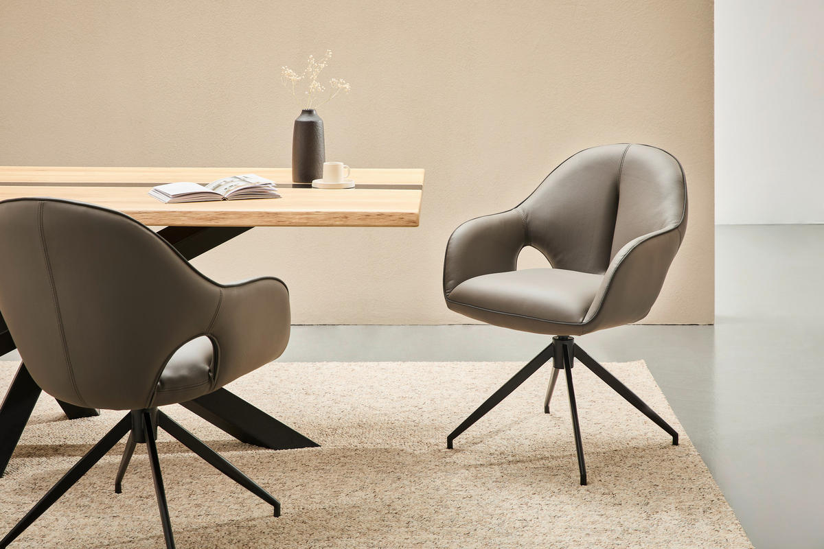 KAROSSZÉK antracit, fekete  - fekete/antracit, Design, bőr/fém (62/85/64cm) - Novel