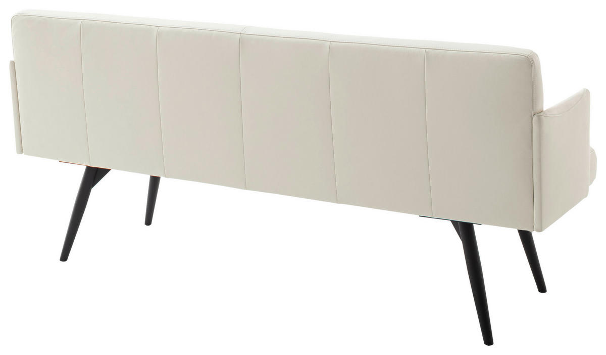 SITZBANK 207/85/69 cm Lederlook Weiß Metall  - Schwarz/Weiß, Design, Textil/Metall (207/85/69cm) - Johann Jakob