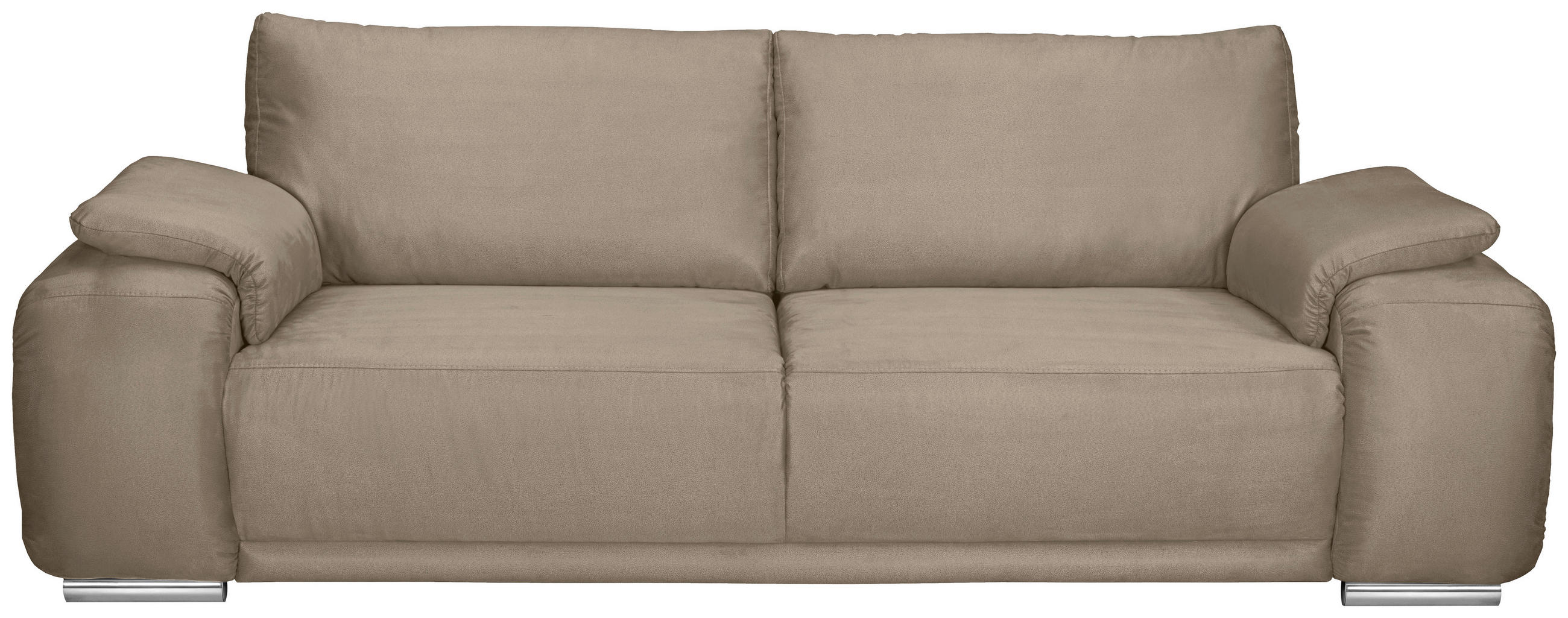 3-SITZER-SOFA Lederlook Beige  - Chromfarben/Beige, KONVENTIONELL, Textil/Metall (241/85/95cm) - Carryhome