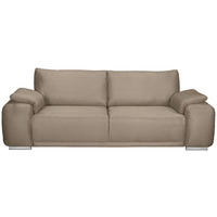 3-SITZER-SOFA Lederlook Beige  - Chromfarben/Beige, KONVENTIONELL, Textil/Metall (241/85/95cm) - Carryhome