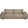 3-SITZER-SOFA Lederlook Beige  - Chromfarben/Beige, KONVENTIONELL, Textil/Metall (241/85/95cm) - Carryhome