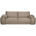 3-SITZER-SOFA Lederlook Beige  - Chromfarben/Beige, KONVENTIONELL, Textil/Metall (241/85/95cm) - Carryhome